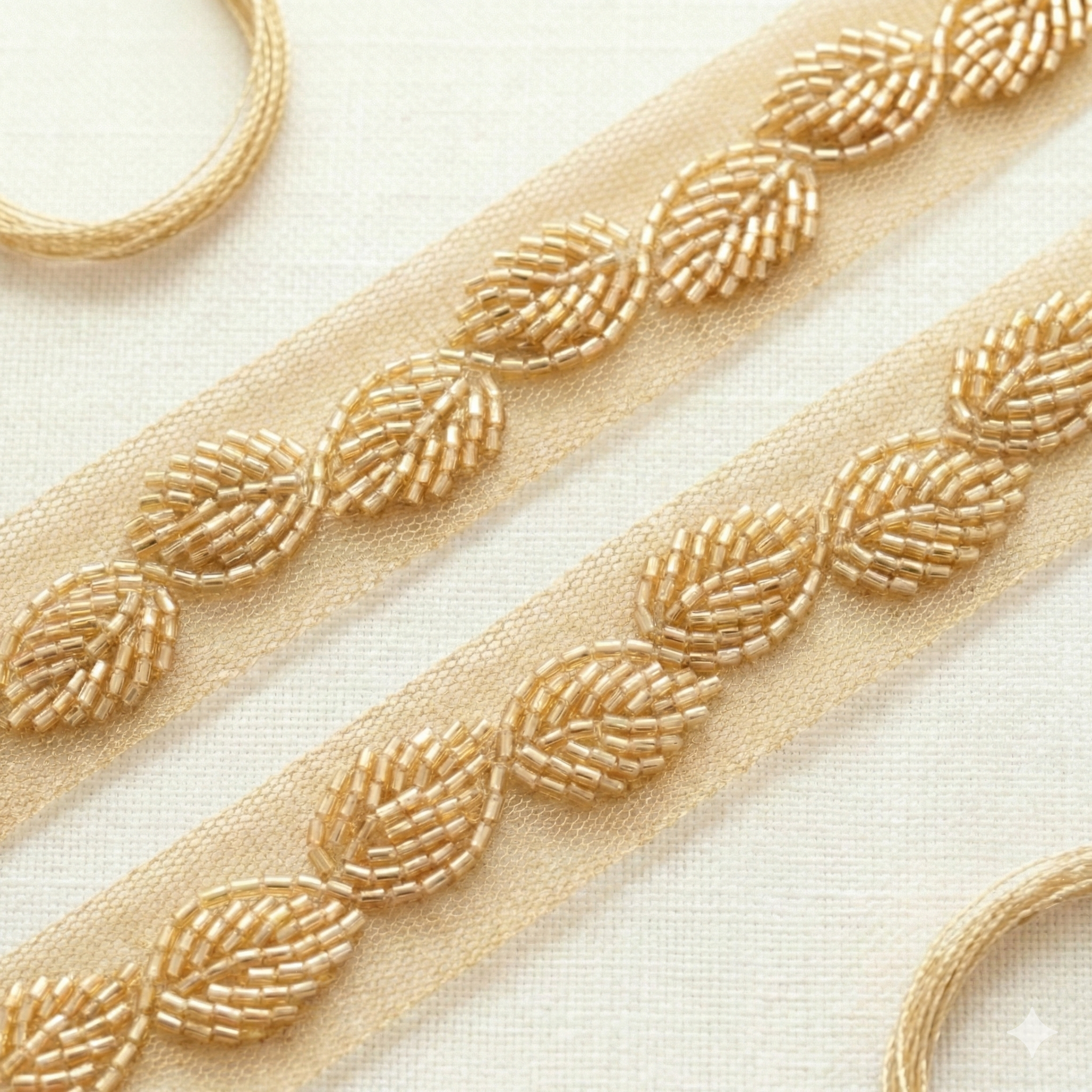 Leaf Elegance: Handcrafted Cutdana Lace