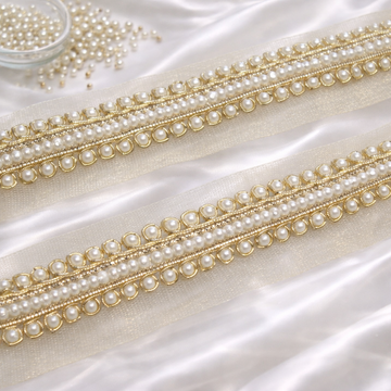 Light Gold Pearl Embellished Handcrafted Trim