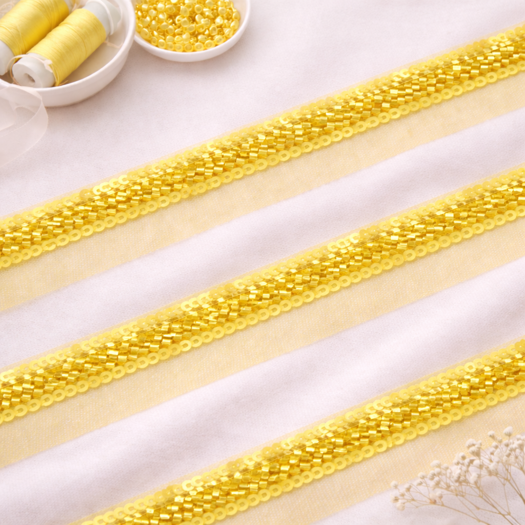 Cutdana and Sequin Embellished Handwork Trim