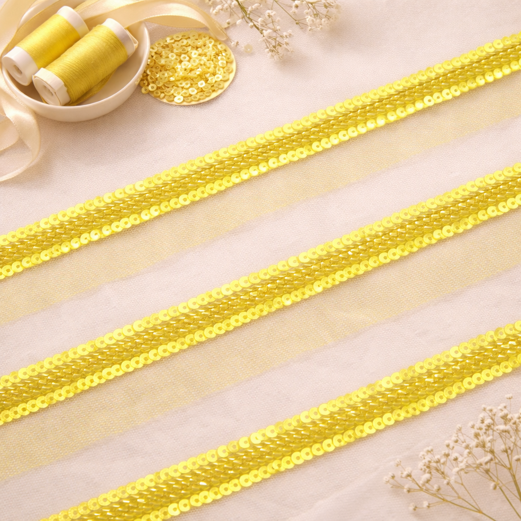 Cutdana and Sequin Embellished Handwork Trim