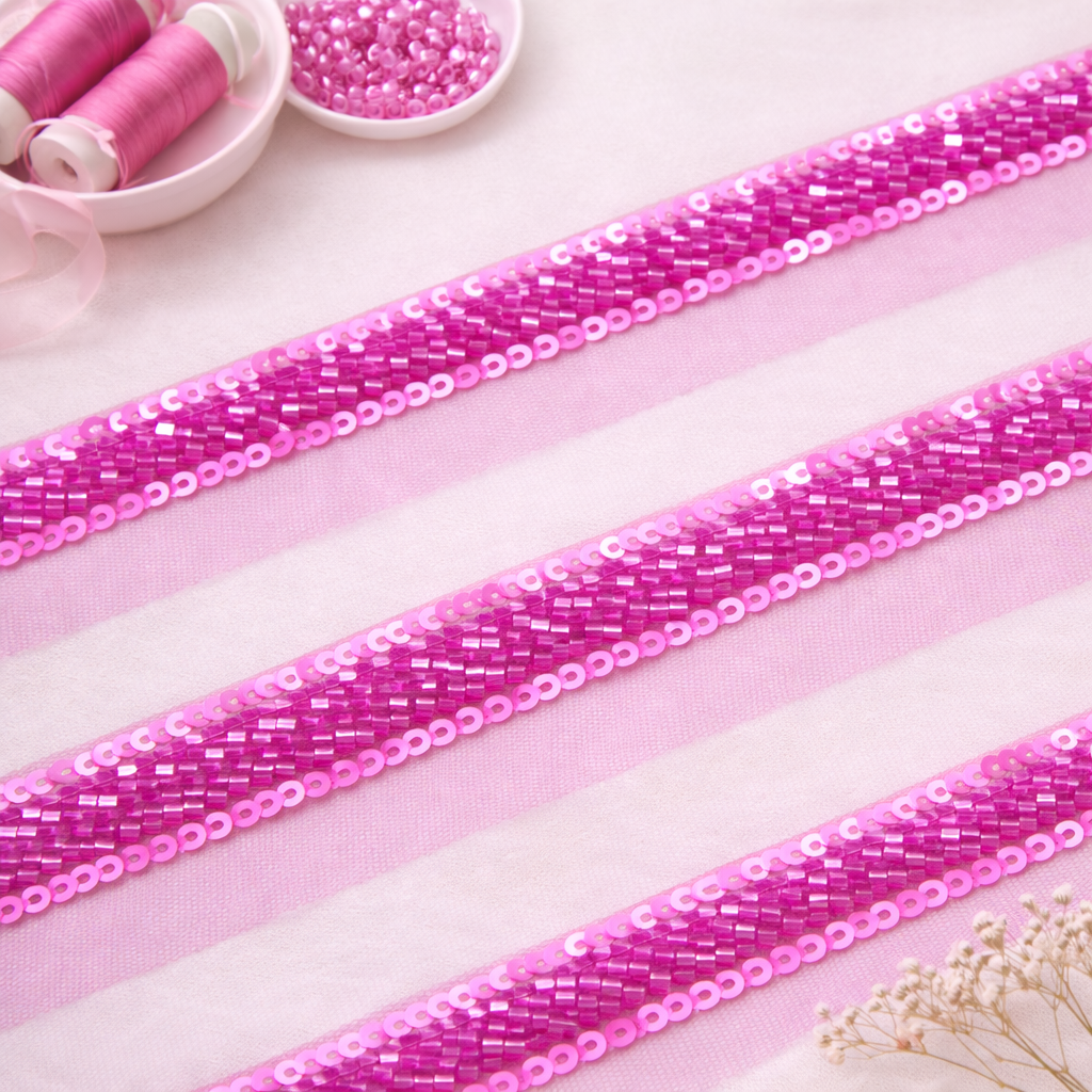 Cutdana and Sequin Embellished Handwork Trim