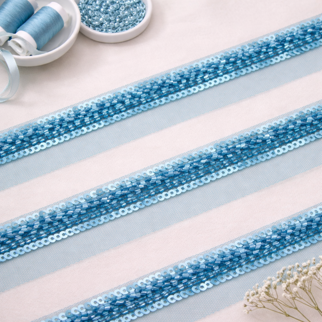 Cutdana and Sequin Embellished Handwork Trim