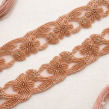 Rose Gold and Floral Cutdana Lace