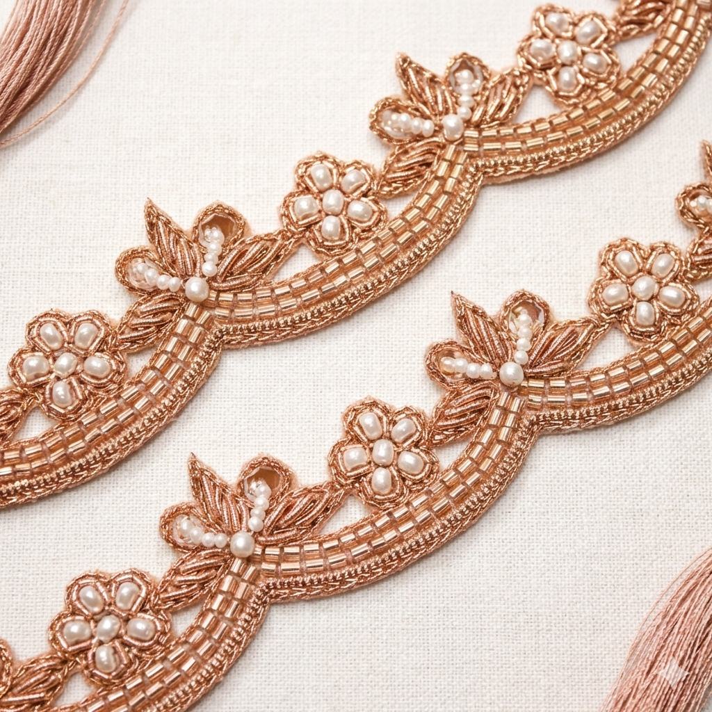 Rose Gold and  Floral Motif Lace