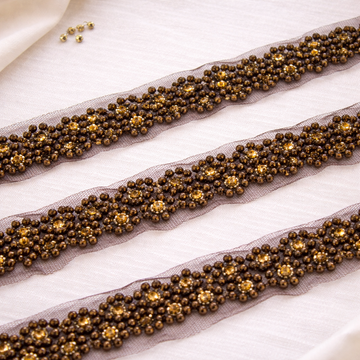 Antique Twinkling Beads Handwork Lace Border