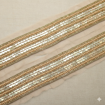 Pearl and Sequin Embroidered Lace Border