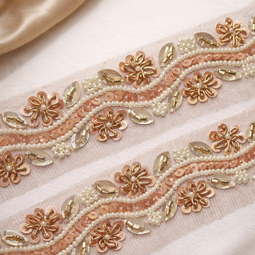 Handcrafted Floral Sequin & Pearl With Sequin Trim