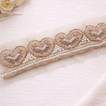 Rose Gold Heart Shape Embellished Handcrafted Trim