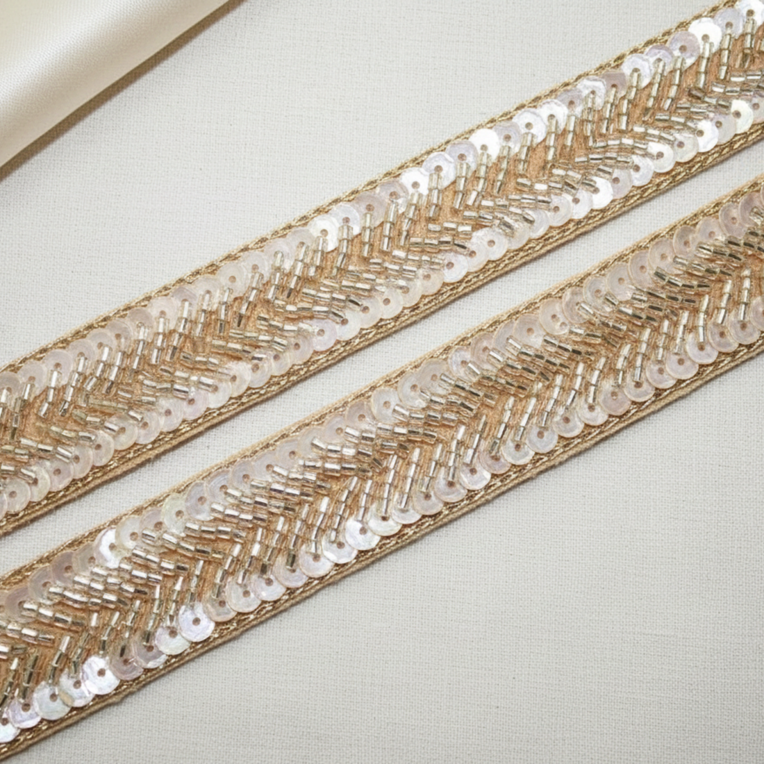 Handcrafted Chevron Beaded Lace Trim
