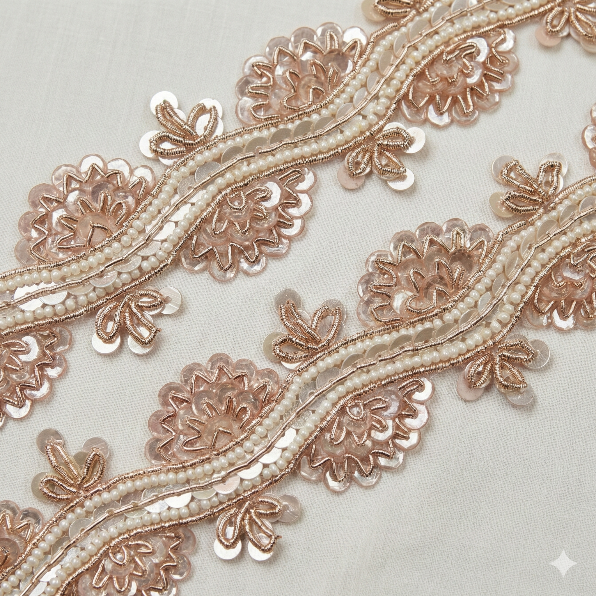 Rose Gold Handwork Embellished Trim