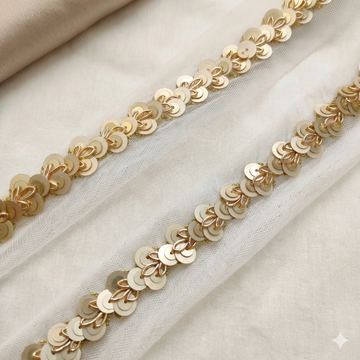 Light Gold Shimmer Embroidered Handwork Lace