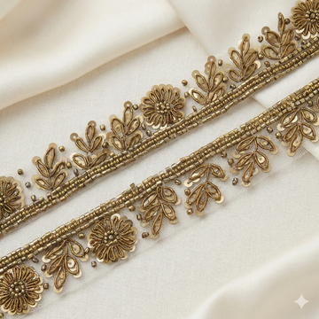 Antique Gold Floral Handwork Trim
