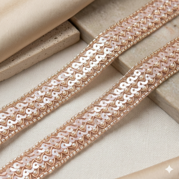 Rose Gold Sequin & Pearl Handcrafted Trim