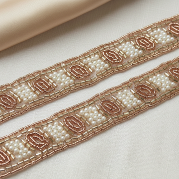 Rose Gold Pearl & Cutdana Geometric Handcrafted Trim