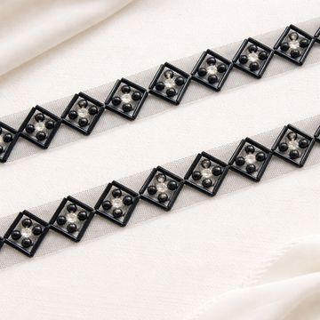 Black Embellished Handwork Lace Border