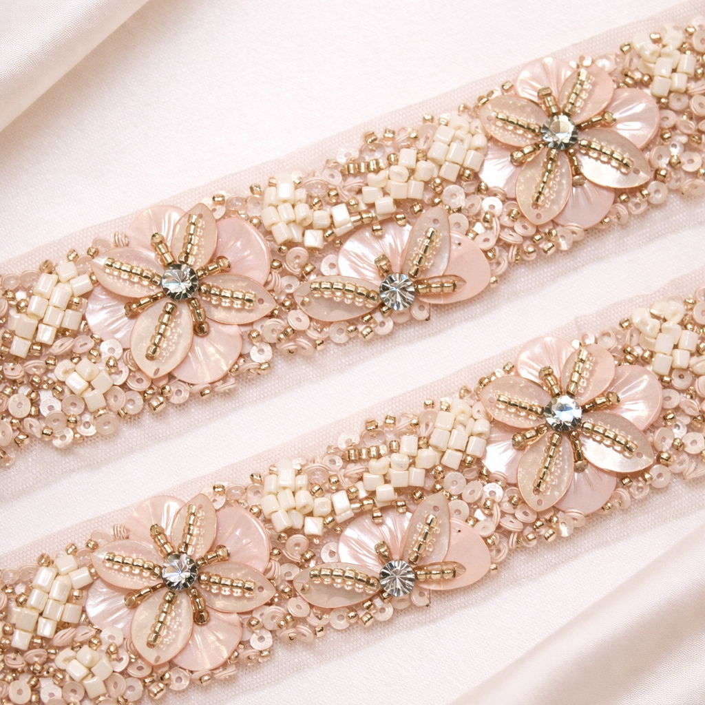 Rose Gold and Peach Exquisite Handcrafted Trim