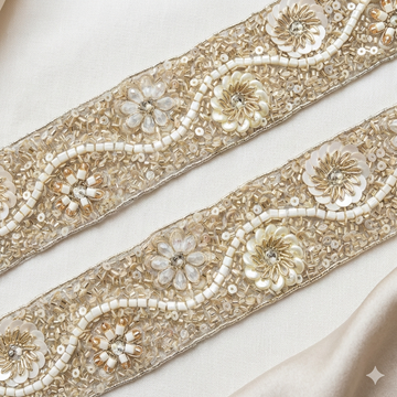 Light Gold And White Exquisite Handcrafted Trim