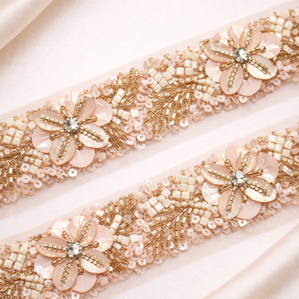 Rose Gold & Peach Exquisite Handcrafted Trim