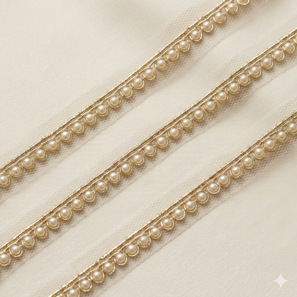 Pearl Edged Handcrafted Lace Trim Border