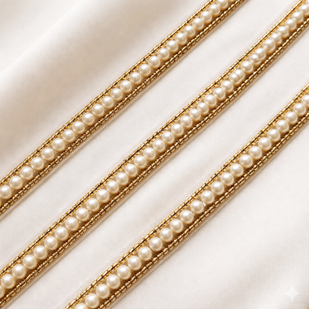 Pearl Beaded Handcrafted Lace Trim