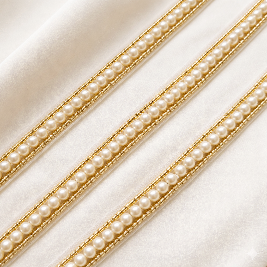Pearl Beaded Handcrafted Lace Trim
