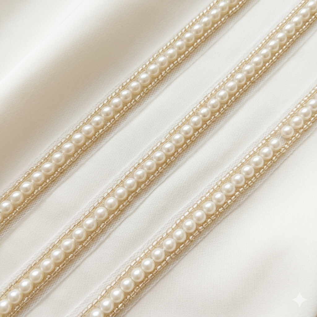 Pearl Beaded Handcrafted Lace Trim