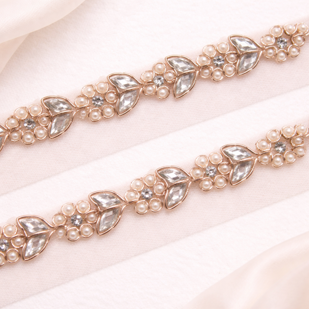 Beads And Stone Embellished Handwork Trim