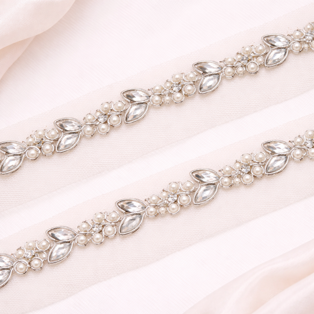 Beads And Stone Embellished Handwork Trim