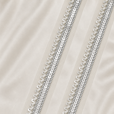 Handcrafted Pearl, Bead and Sequin Embroidered Lace Border hover