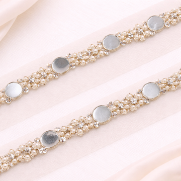 Light Gold and Mirror Embellished Handwork Trim