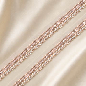Pearl and Sequin Embroidered Scalloped Net Lace Border