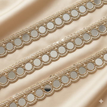 Round Mirror Designer Lace Trim Border