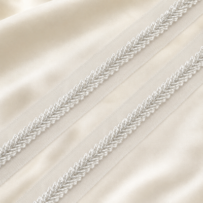 Handcrafted Chevron Bugle Bead Embroidered Lace Border