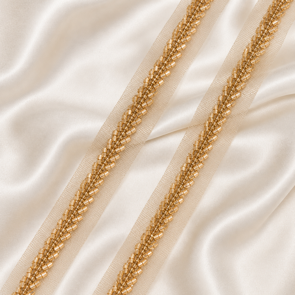 Beaded Embellished Net Lace Border Trim