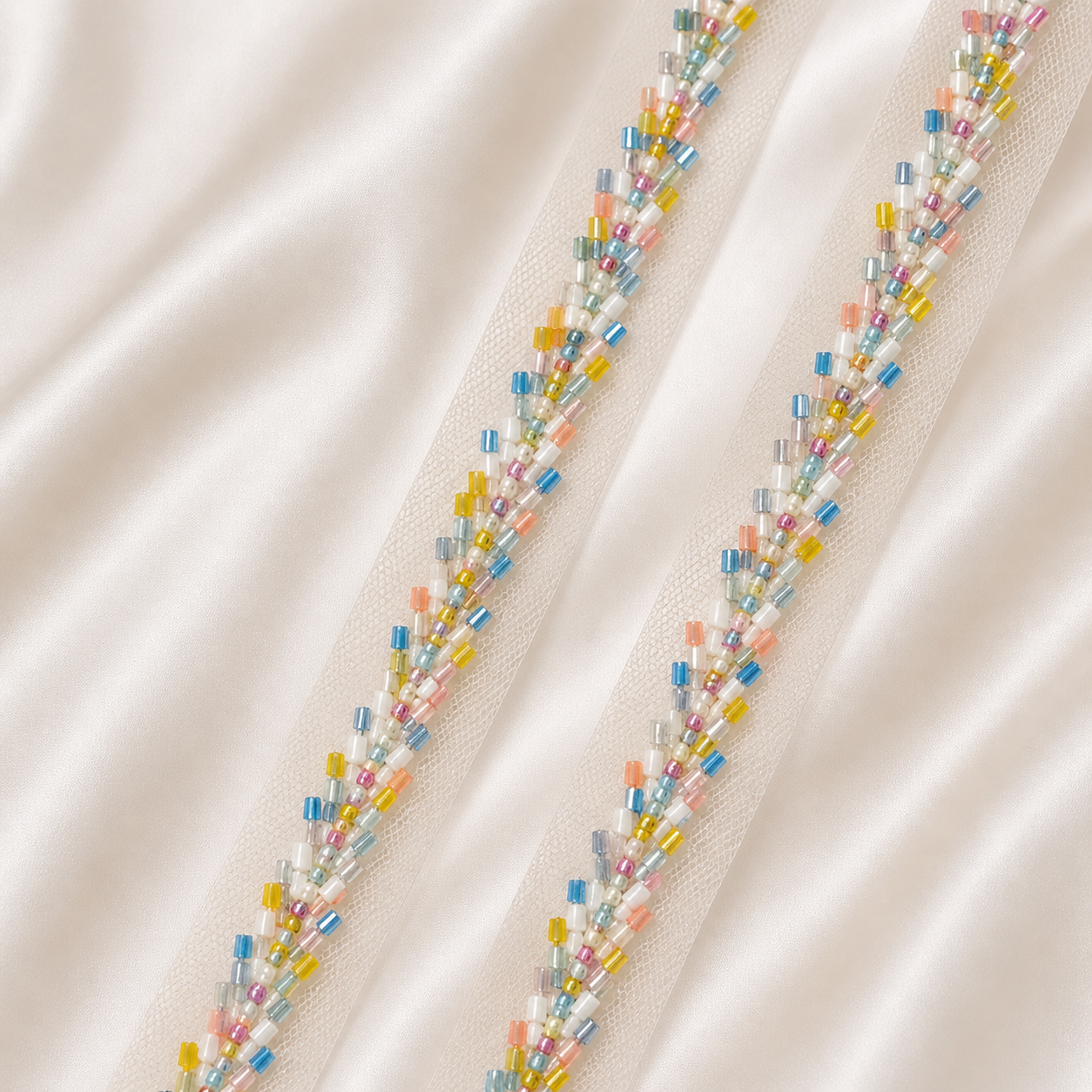 Beaded Embellished Net Lace Border Trim