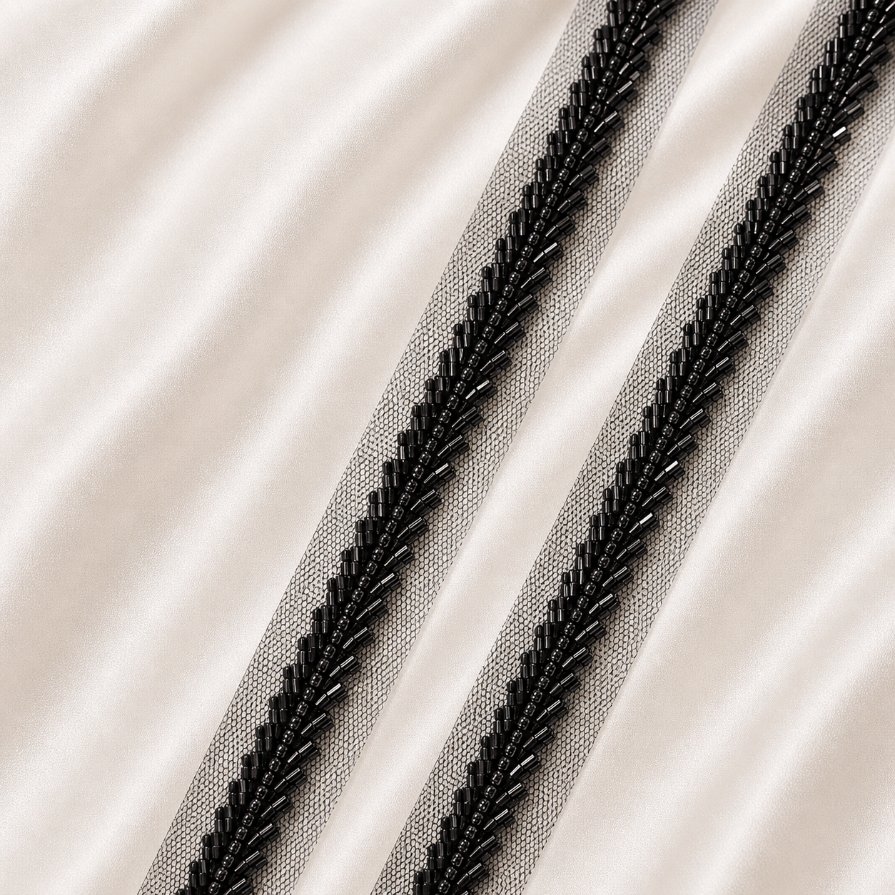 Beaded Embellished Net Lace Border Trim