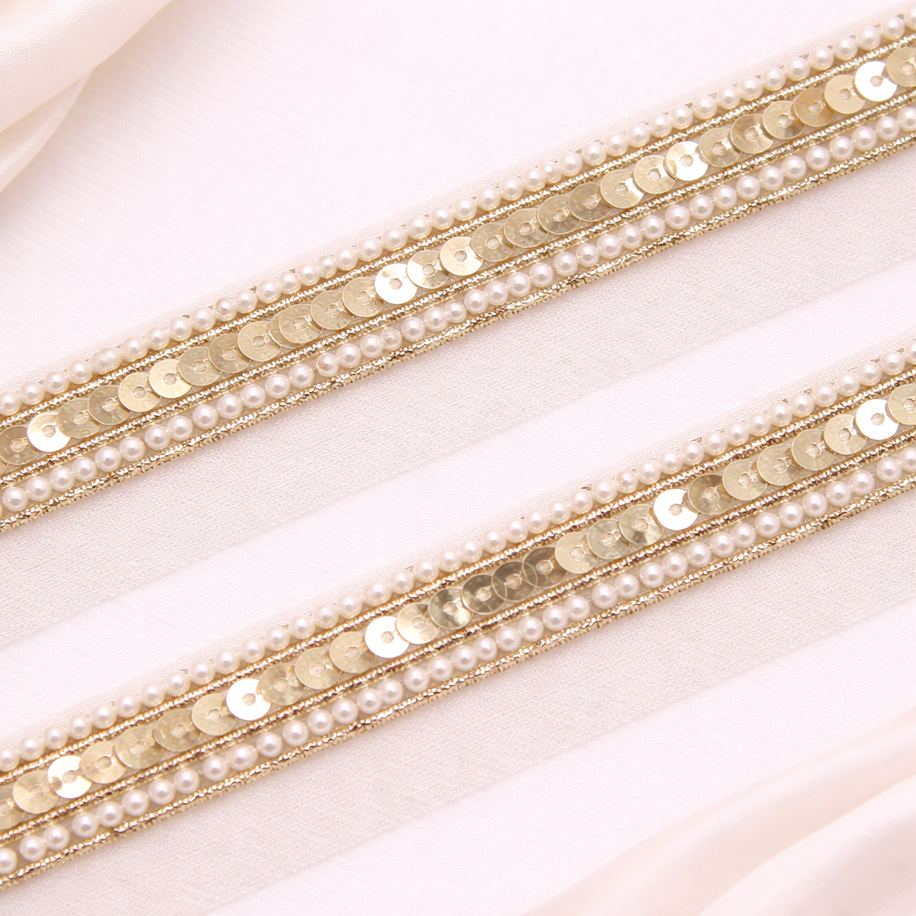 Light Golden Embellished Handcrafted Trim