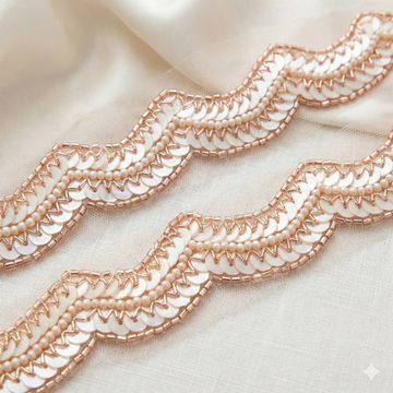 Ivory Gold Scallop Lace