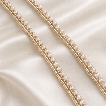 Pearl and Bead Handcrafted Lace Trim Border