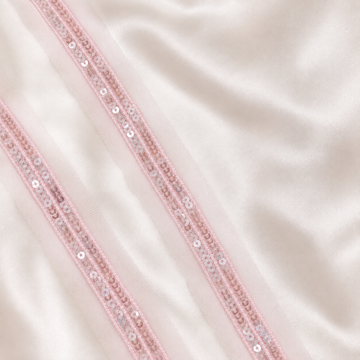 Pink Sequin and Beaded Net Lace Border Trim