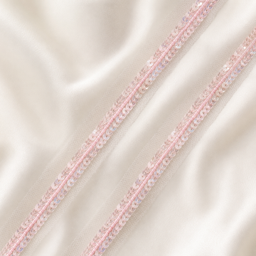 Pink Beads and Sequin Embellished Net Lace Trim