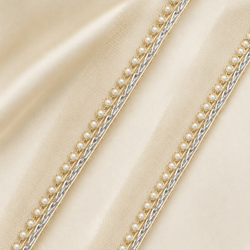 Pearl-Embellished Metallic Braided Lace Trim