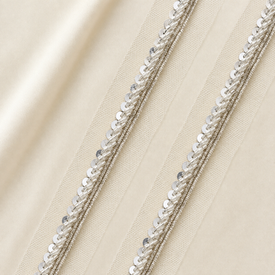 Sequin and Bugle Bead Embellished Narrow Lace Trim