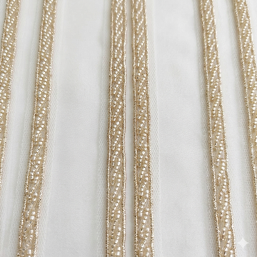 Wavy Beaded Handcrafted Net Lace Trim