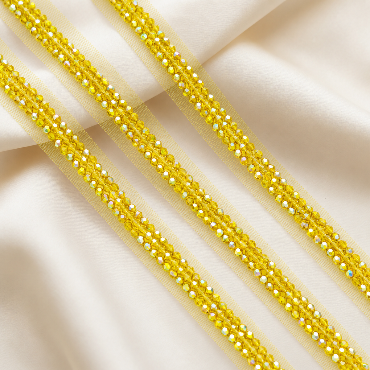 Beaded Crystal Net Lace Trim Border