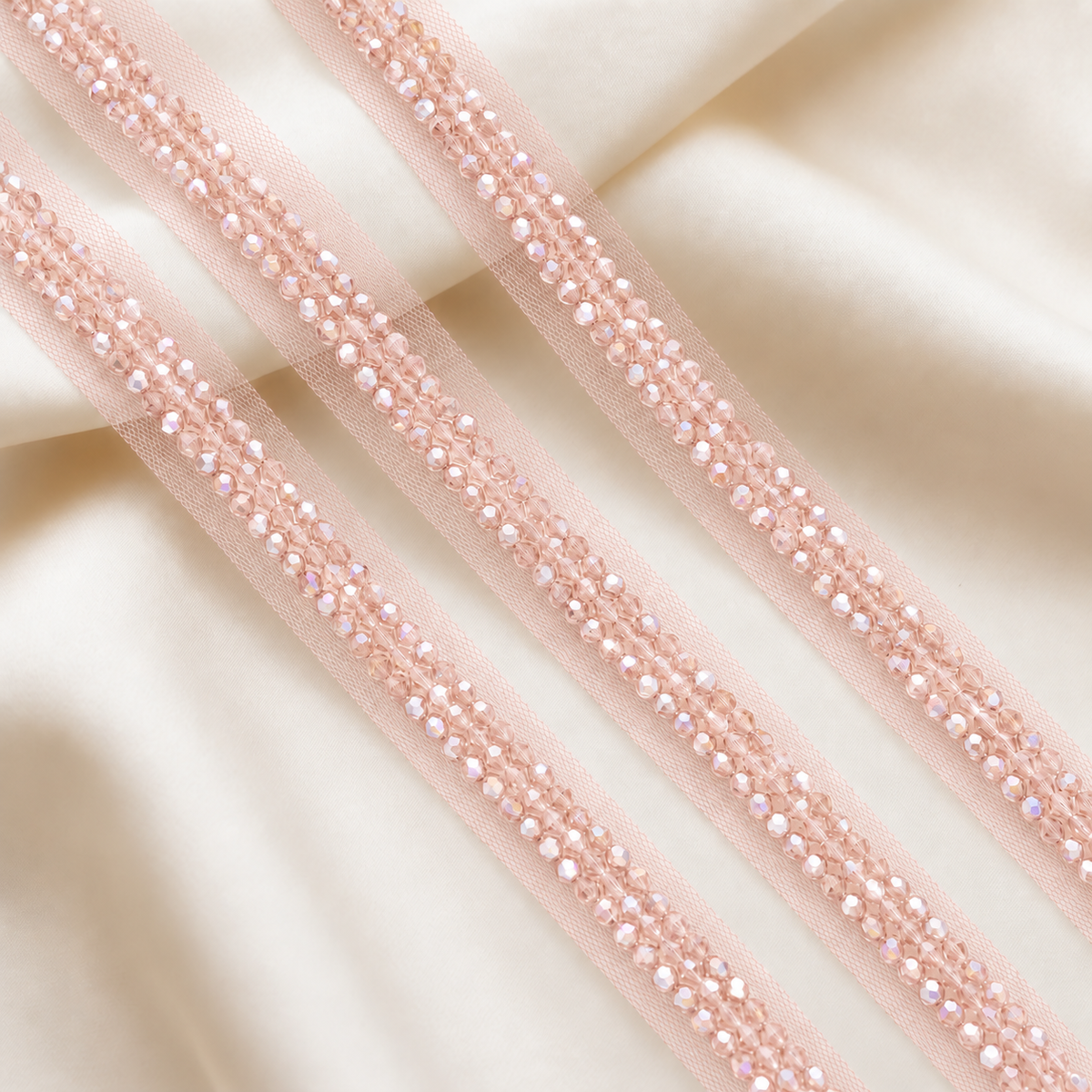 Beaded Crystal Net Lace Trim Border