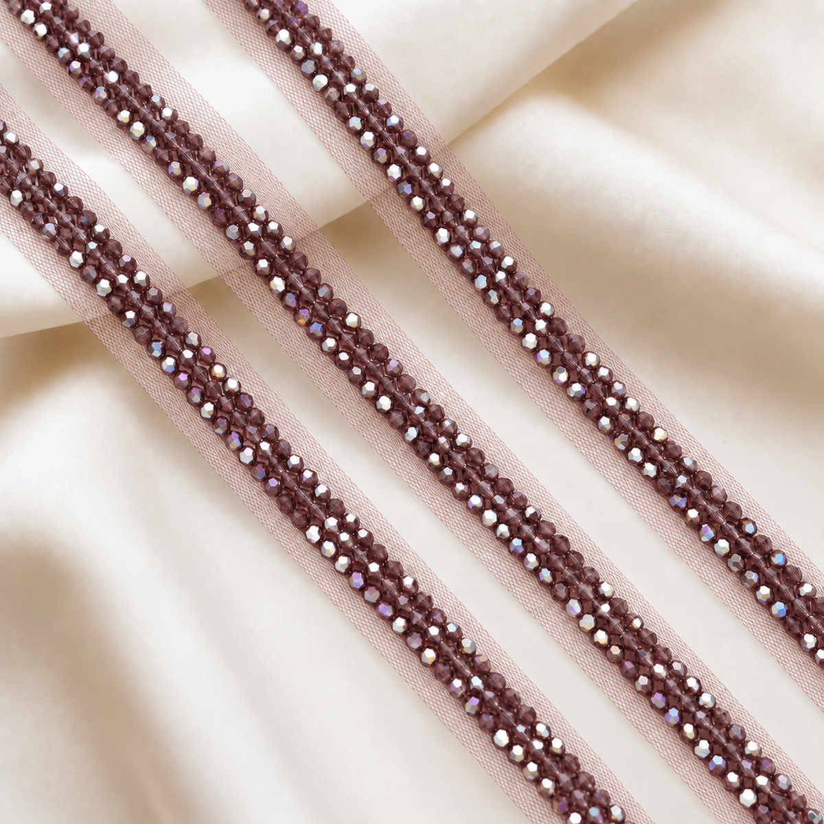 Beaded Crystal Net Lace Trim Border