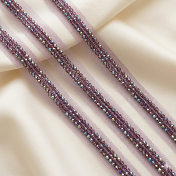 Beaded Crystal Net Lace Trim Border
