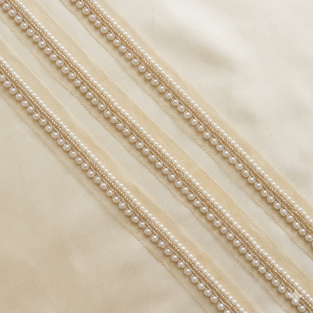 Double Pearl Handcrafted Net Lace Trim