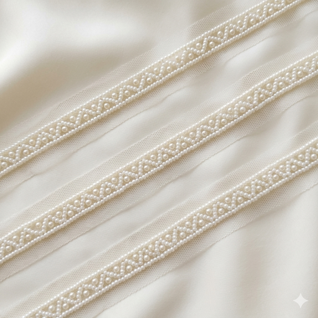 Pearl Pattern Handcrafted Net Lace Trim Border